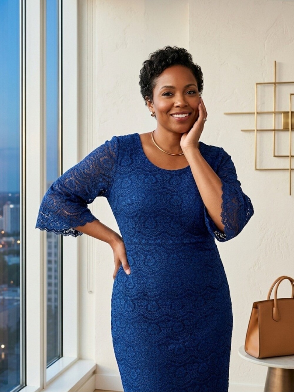 CHRIS McLaughlin NEW Navy Blue Lace Evening Dress Cocktail Plus Size 18 NWT